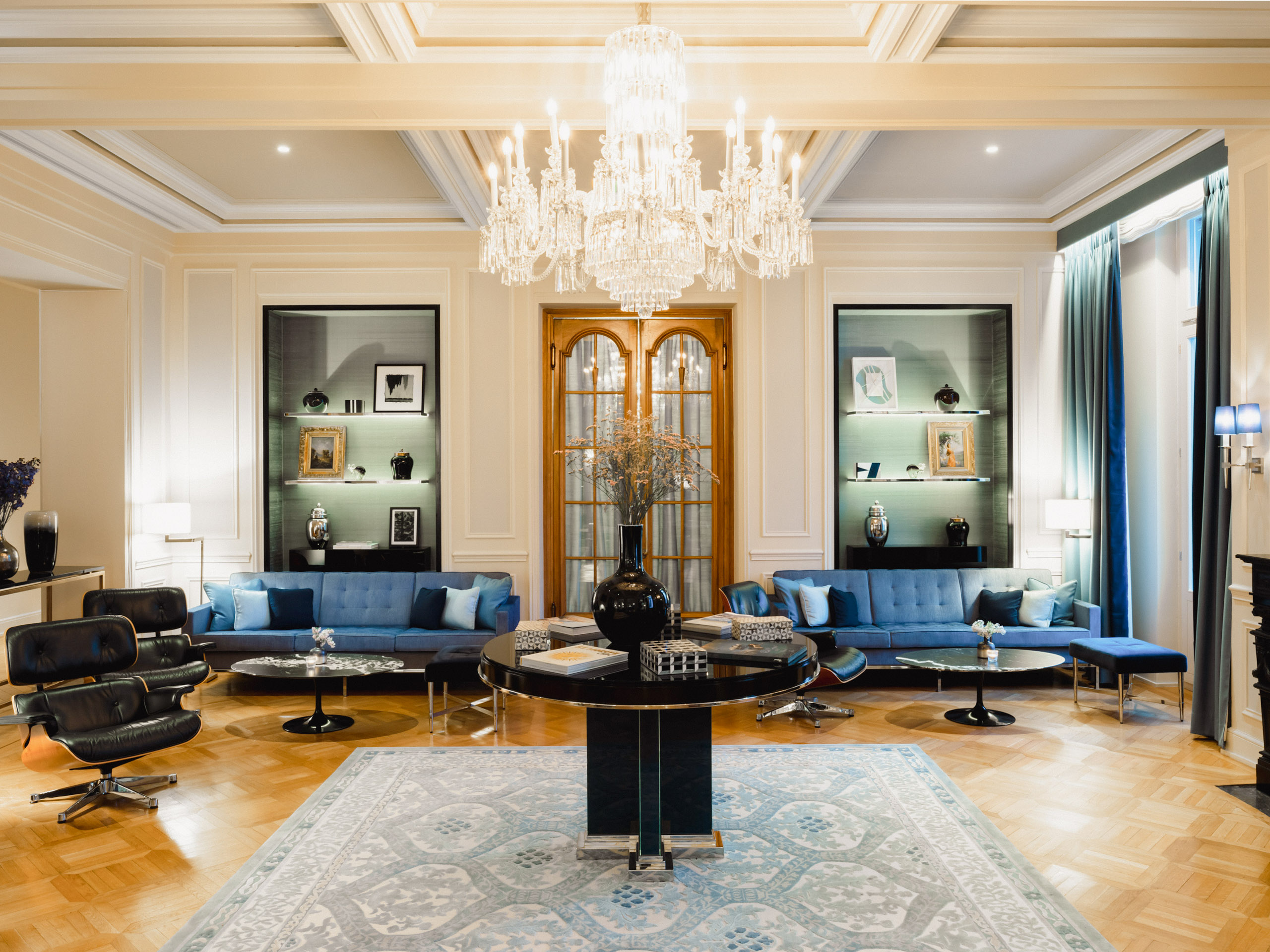 Grand Hotel Kronenhof Pontresina Fireplace Room