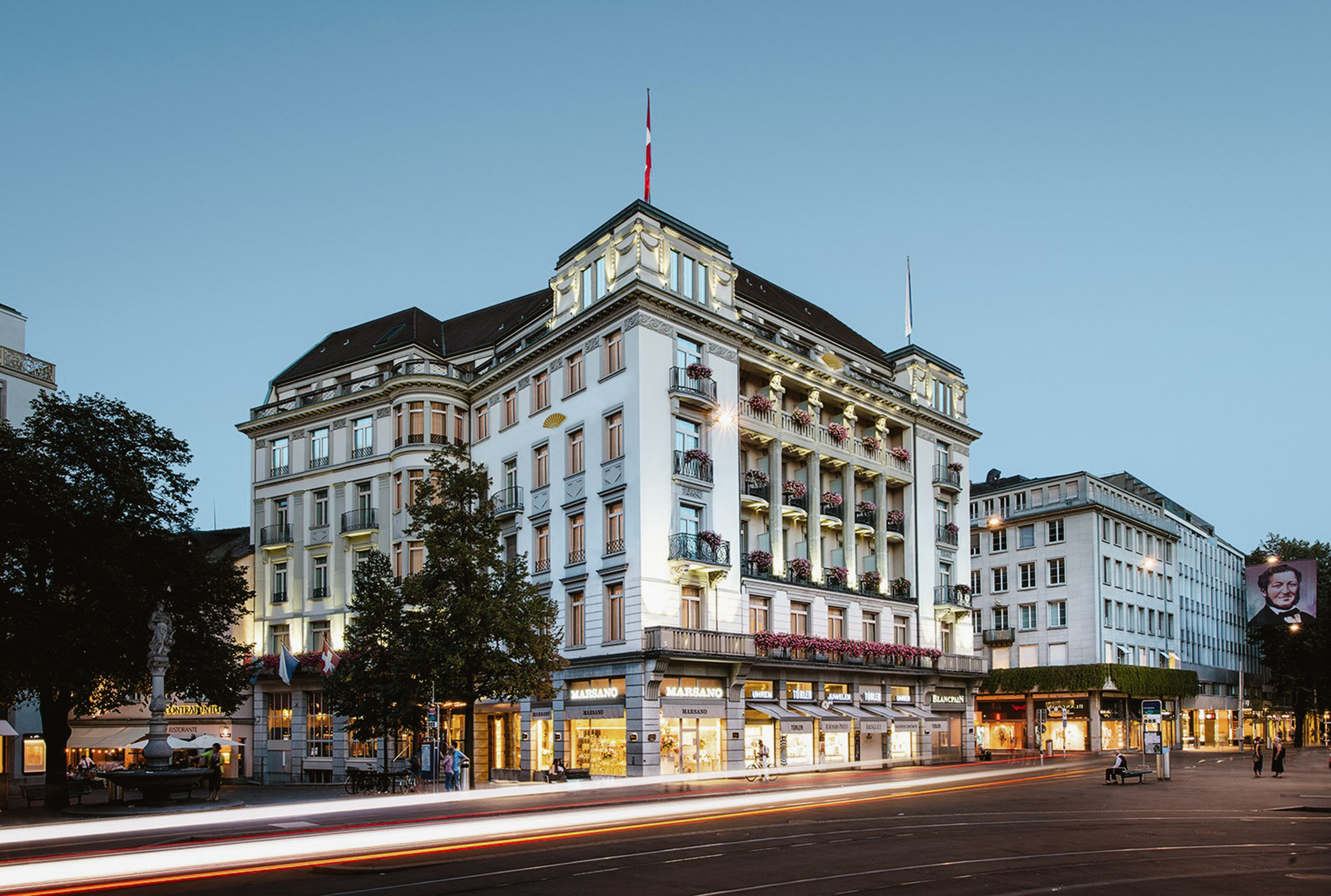 Swiss Deluxe Hotels Mandarin Oriental Savoy Zurich Zurich Outside Night