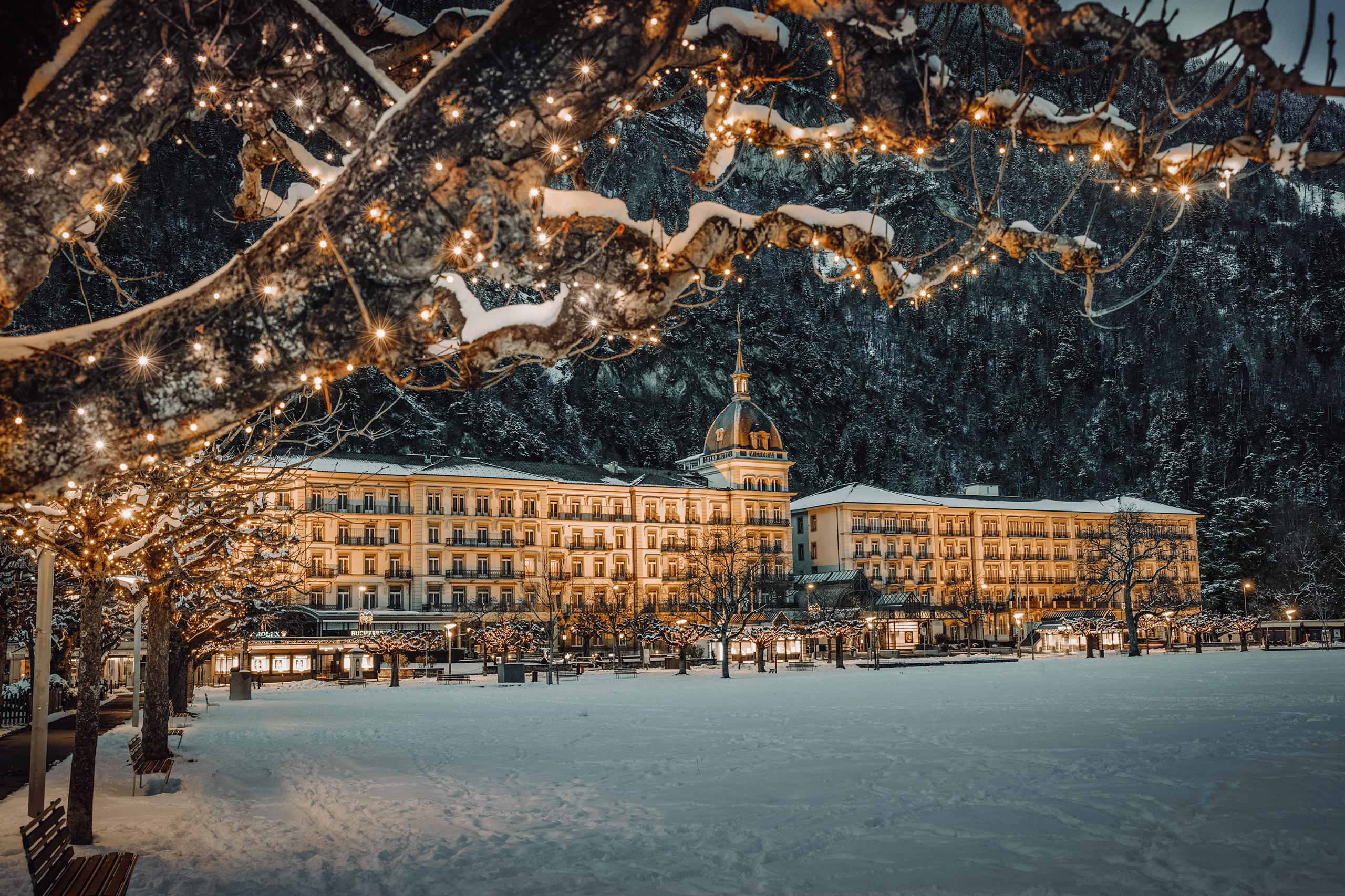 Victoria Jungfrau Grand Hotel Spa Interlaken Winter Outside