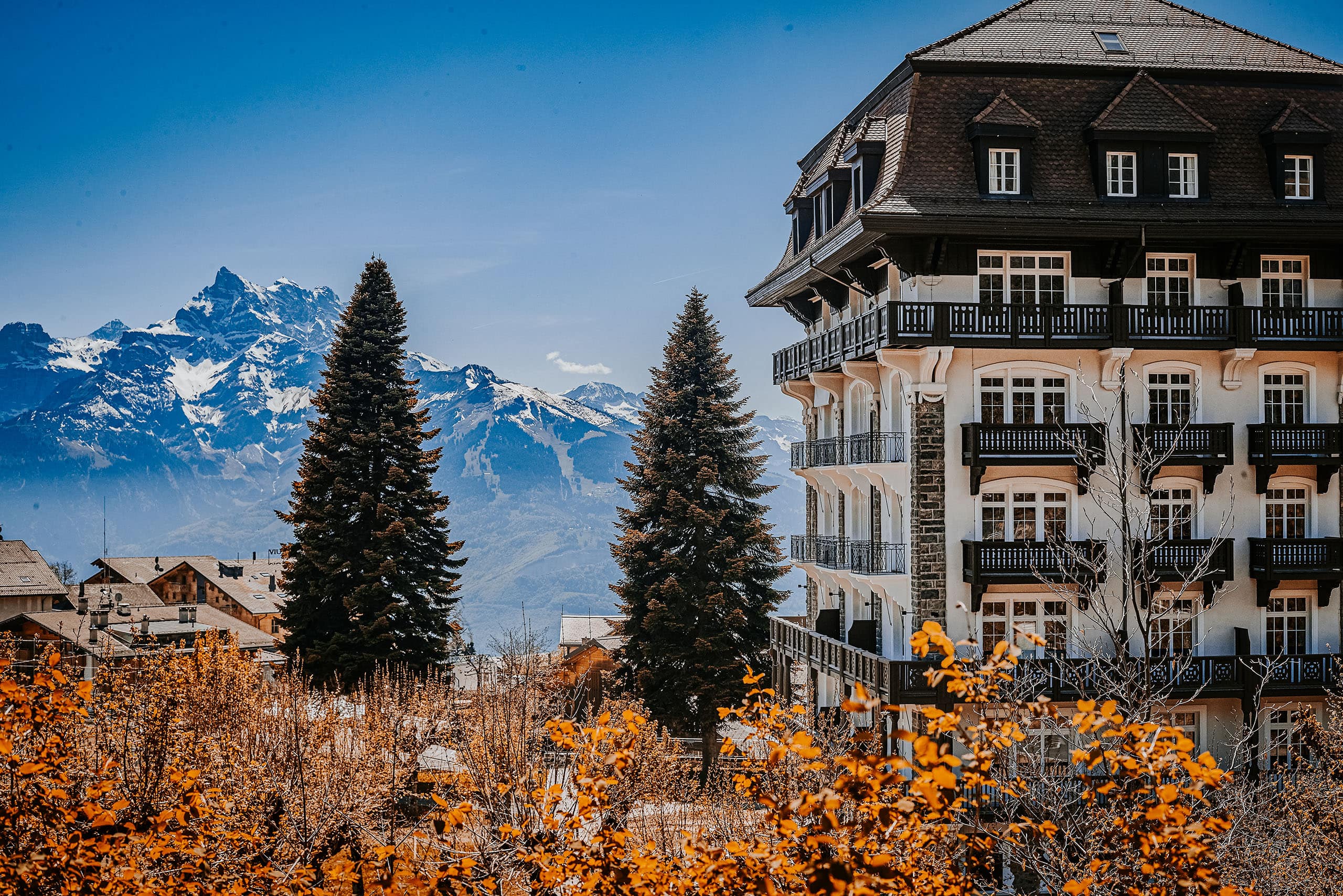 Swiss Deluxe Hotels Villars Palace Autum View