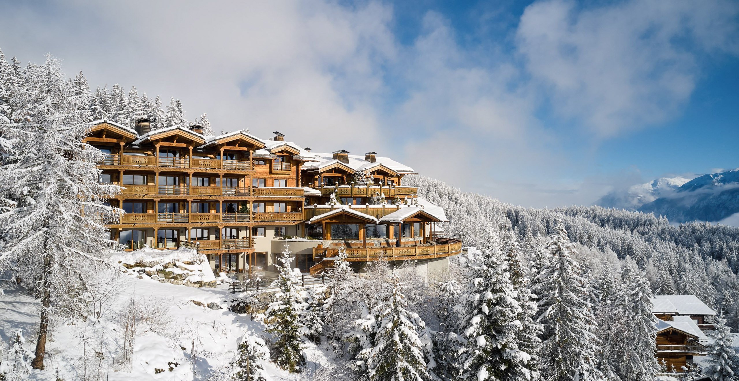 Lecrans Hotel Spa Crans Montana Hotel Aerial View Winter